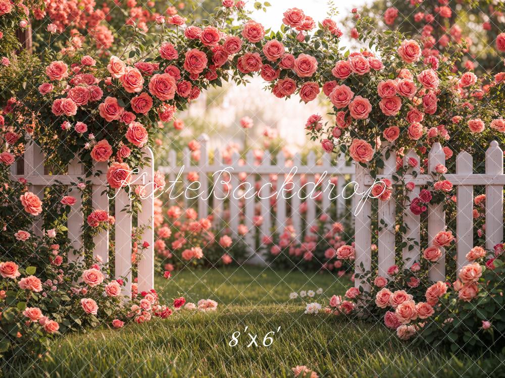 Kate Spring Flower Pink Rose Garden Backdrop Designed by Emetselch -UK