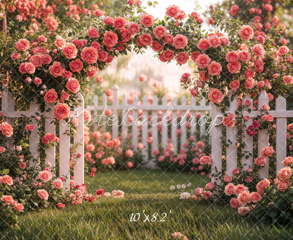 Kate Spring Flower Pink Rose Garden Backdrop Designed by Emetselch -UK