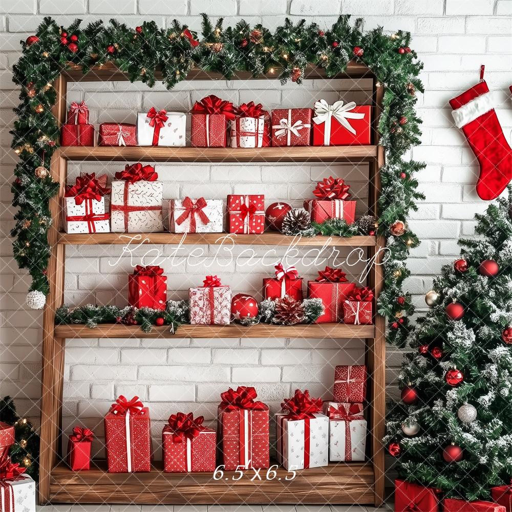 Kate Christmas Tree Gifts Shelf Wooden Ladder Backdrop Designed by Patty Robert -UK