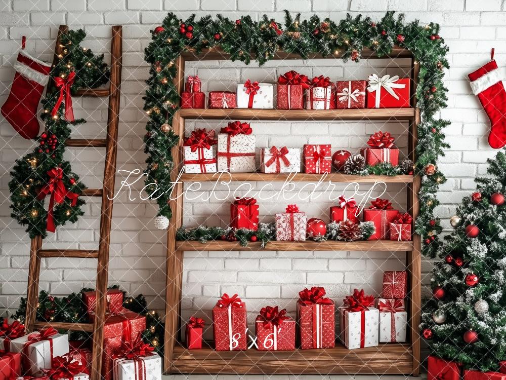 Kate Christmas Tree Gifts Shelf Wooden Ladder Backdrop Designed by Patty Robert -UK