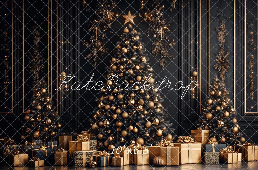 Lightning Deals Kate Christmas Tree Golden Gifts Black Backdrop Designed by Patty Robert -UK
