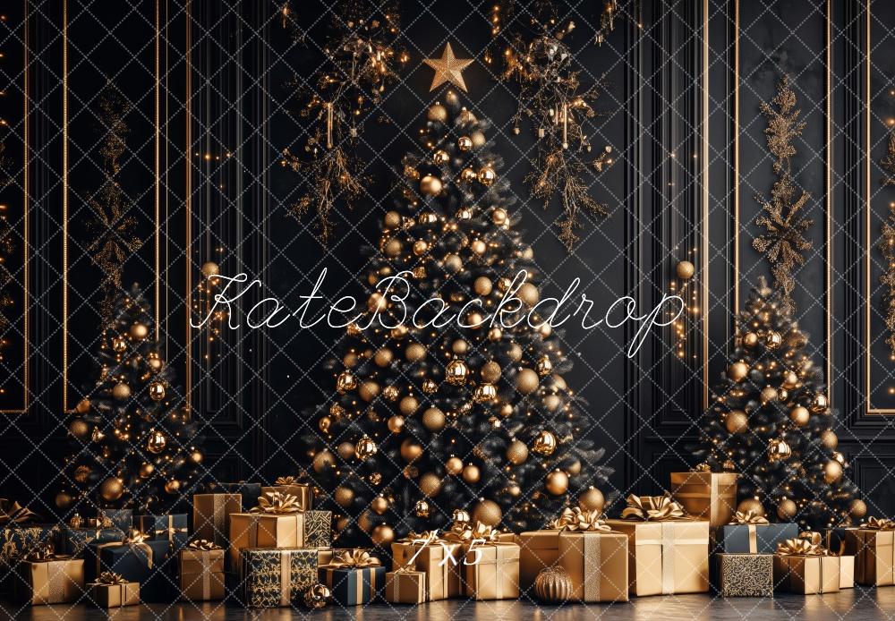 Lightning Deals Kate Christmas Tree Golden Gifts Black Backdrop Designed by Patty Robert -UK