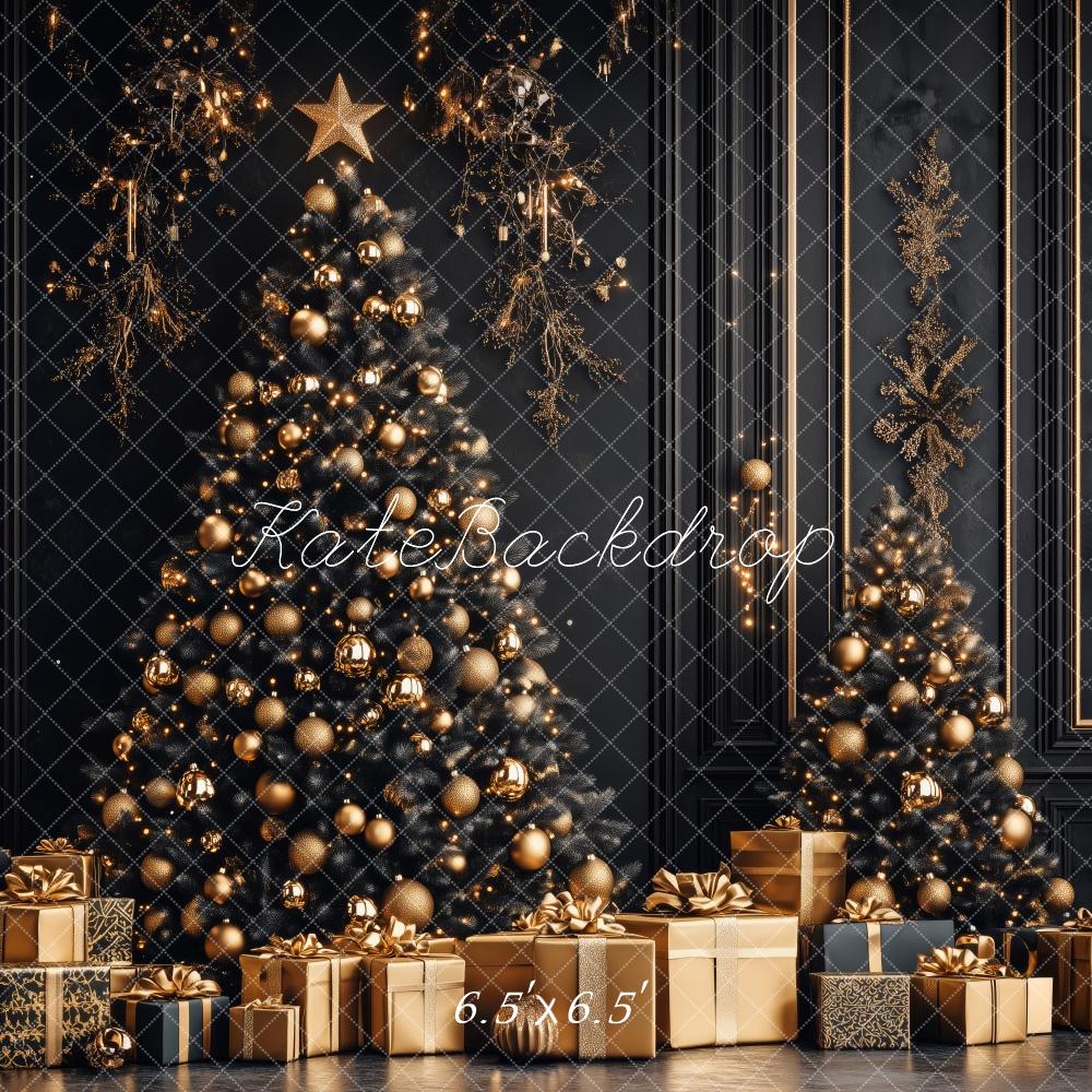 Lightning Deals Kate Christmas Tree Golden Gifts Black Backdrop Designed by Patty Robert -UK