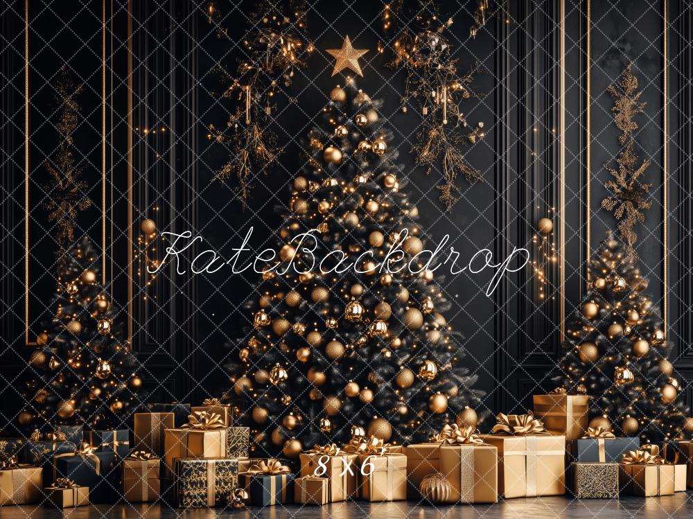Lightning Deals Kate Christmas Tree Golden Gifts Black Backdrop Designed by Patty Robert -UK
