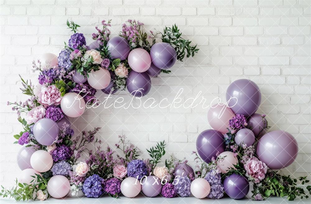 Lightning Deals Kate Floral Purple Balloon Backdrop Designed by Patty Robert -UK