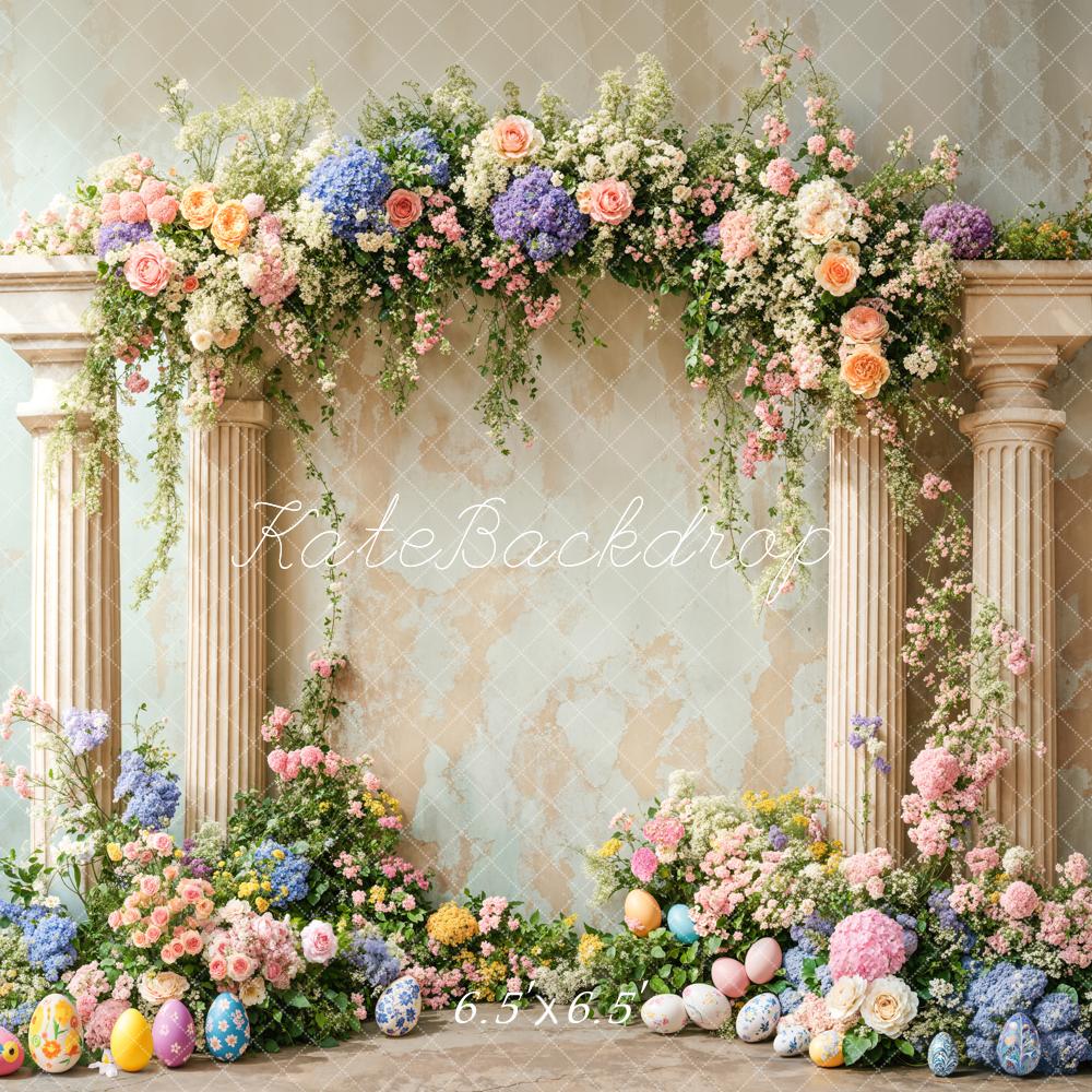 Lightning Deals Kate Easter Colorful Flower Retro Arch Backdrop Designed by Emetselch -UK