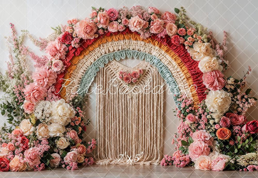 Kate Spring Boho Flower Rainbow Arch Backdrop Designed by Emetselch -UK