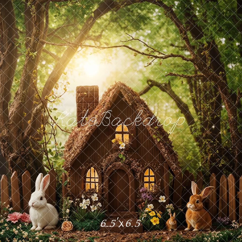 Lightning Deals Kate Easter Forest Bunny Cottage Backdrop Designed by Emetselch -UK