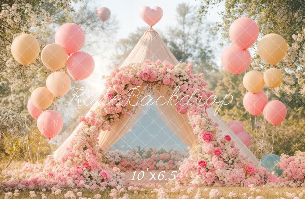 Kate Romantic Floral Arch Balloon Tent Backdrop Designed by Emetselch