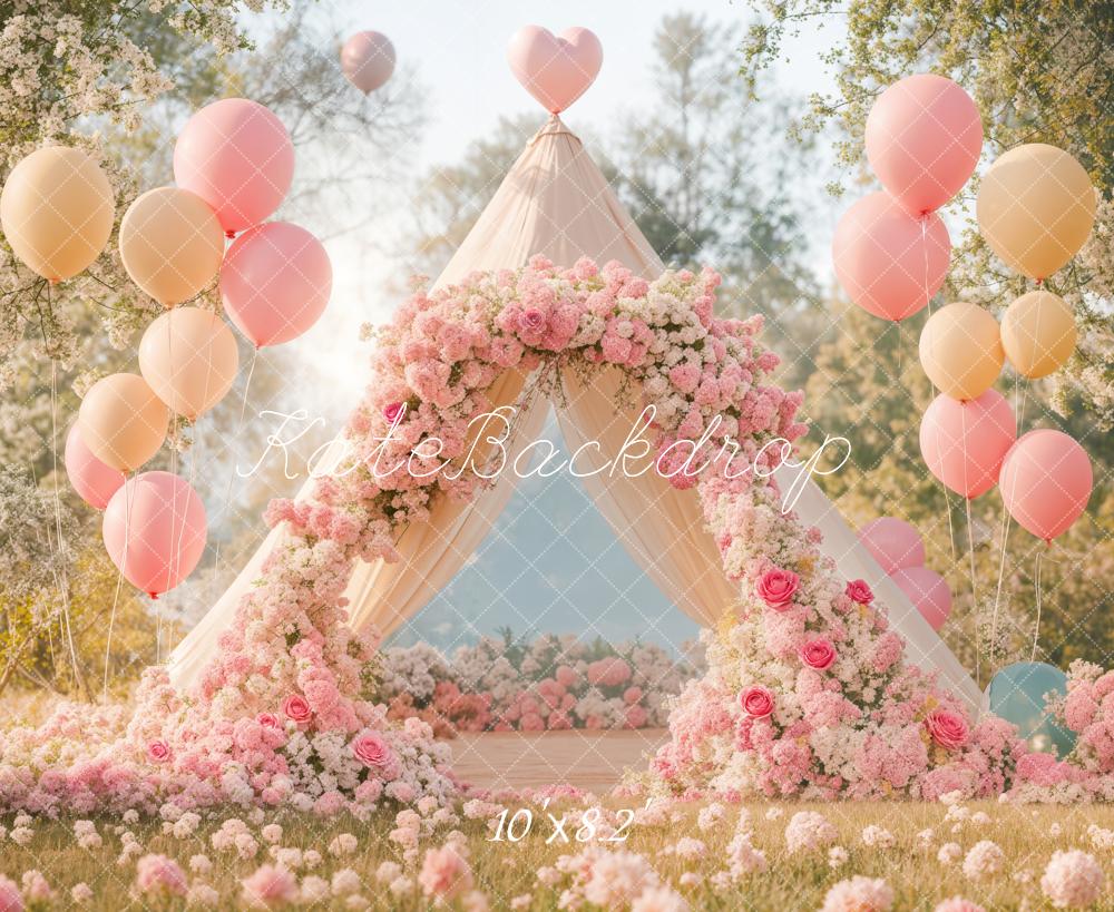 Kate Romantic Floral Arch Balloon Tent Backdrop Designed by Emetselch