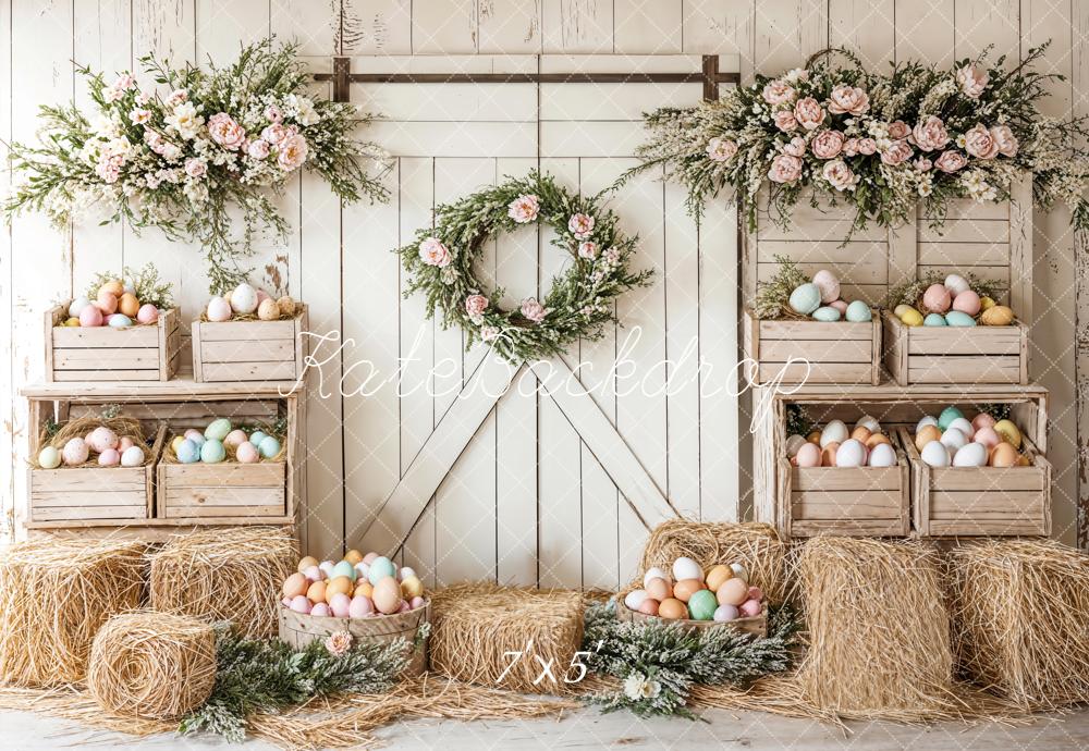 Kate Easter Floral Egg Farmhouse Backdrop Designed by Emetselch -UK