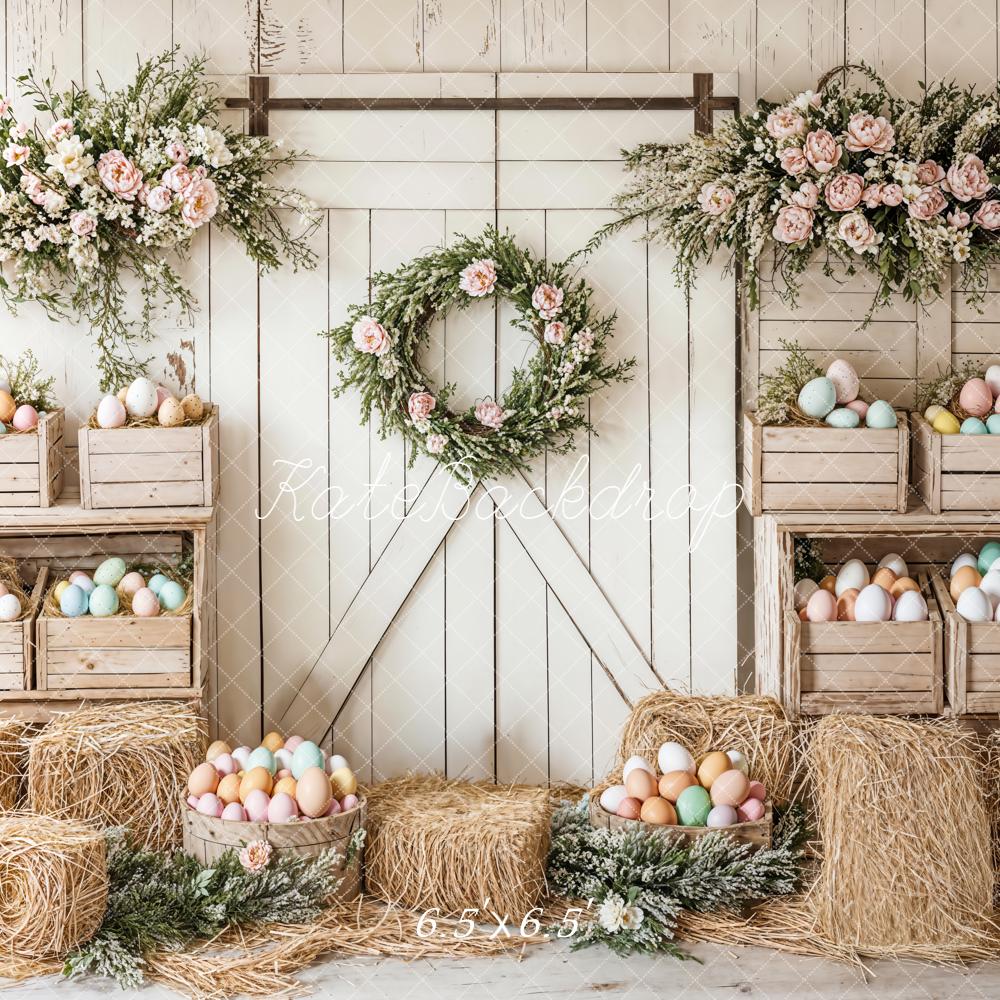 Kate Easter Floral Egg Farmhouse Backdrop Designed by Emetselch -UK