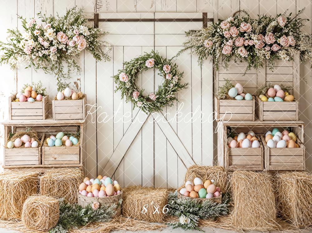Kate Easter Floral Egg Farmhouse Backdrop Designed by Emetselch -UK