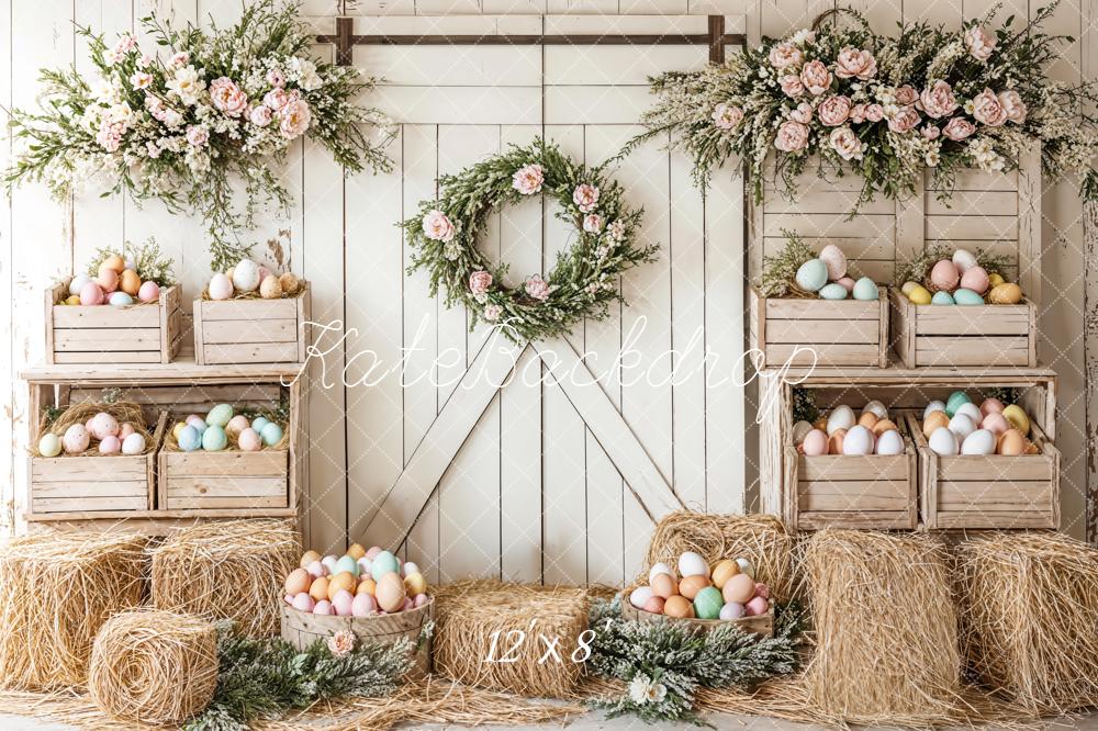 Kate Easter Floral Egg Farmhouse Backdrop Designed by Emetselch