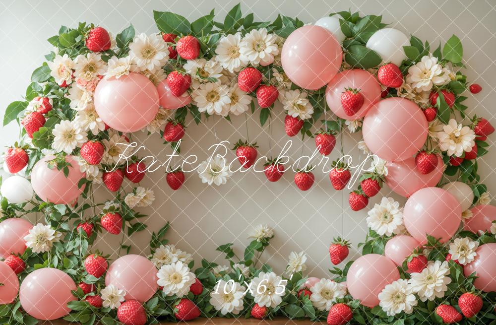 Lightning Deals Kate Summer Strawberry Floral Balloon Arch Backdrop Designed by Emetselch -UK