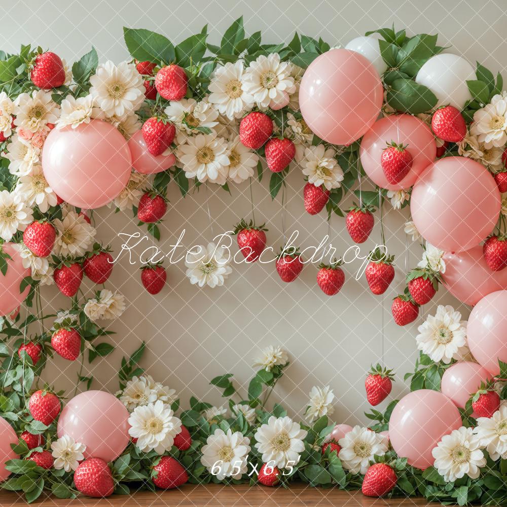 Lightning Deals Kate Summer Strawberry Floral Balloon Arch Backdrop Designed by Emetselch -UK