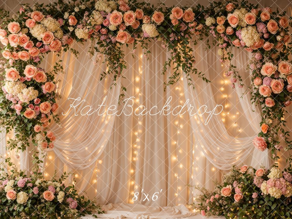 Lightning Deals Kate Spring Romantic Curtains Floral Arch Backdrop Designed by Emetselch -UK
