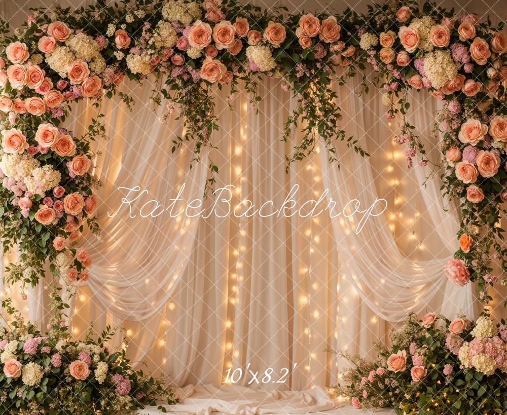 Lightning Deals Kate Spring Romantic Curtains Floral Arch Backdrop Designed by Emetselch -UK