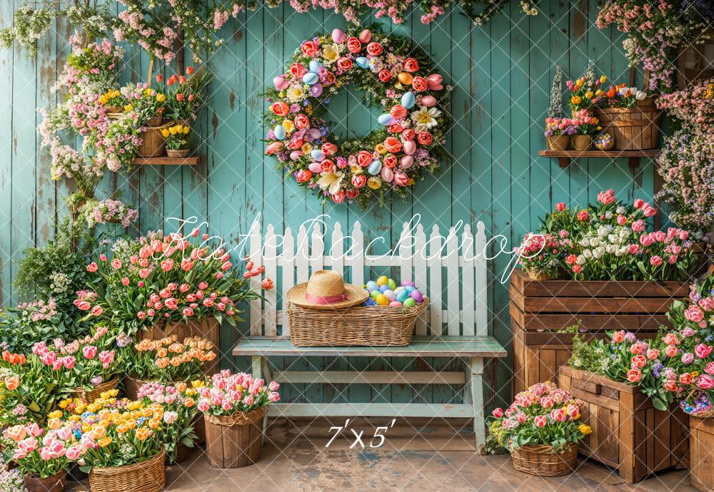 Kate Spring Floral Easter Wreath Backdrop Designed by Emetselch -UK