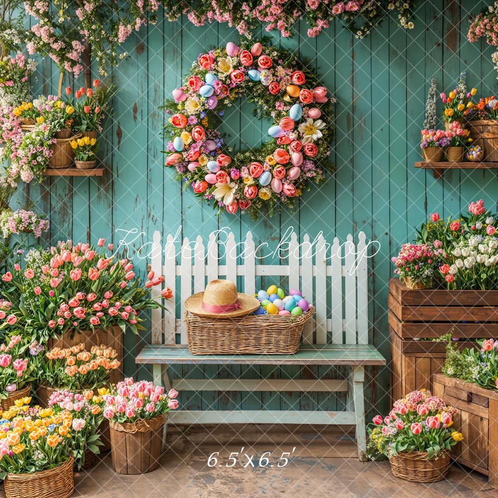 Kate Spring Floral Easter Wreath Backdrop Designed by Emetselch -UK