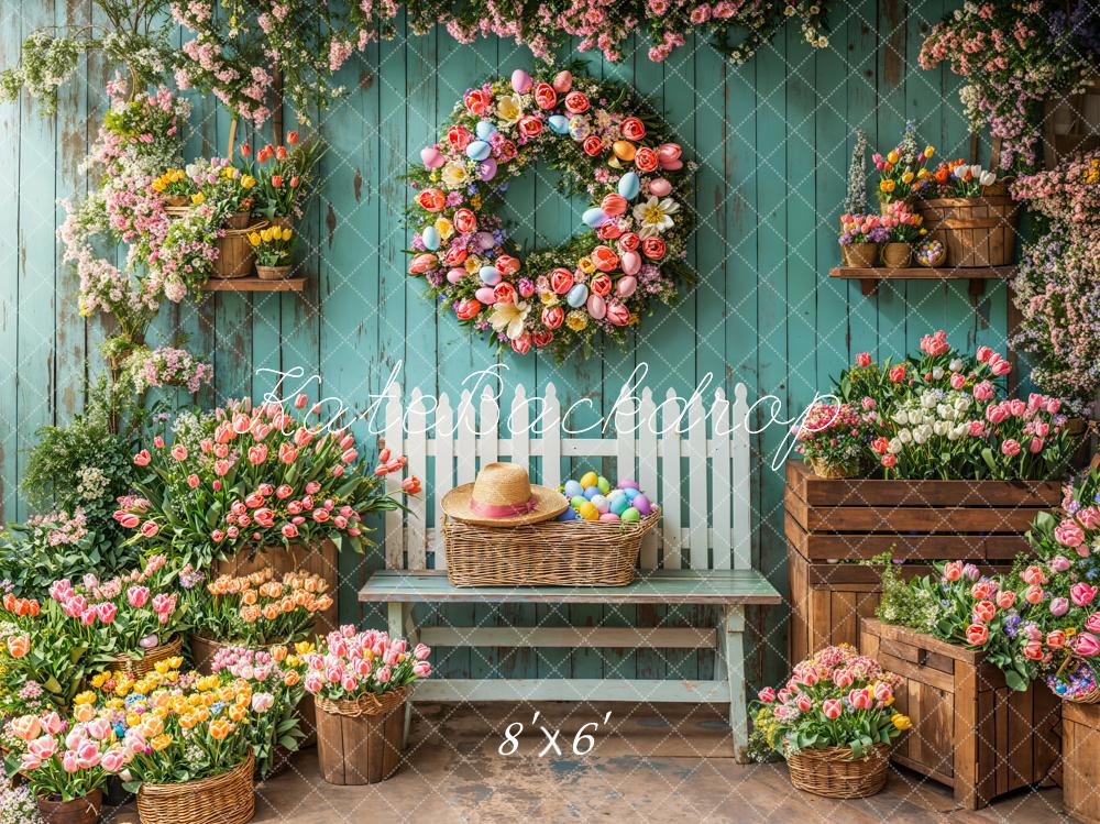 Kate Spring Floral Easter Wreath Backdrop Designed by Emetselch -UK