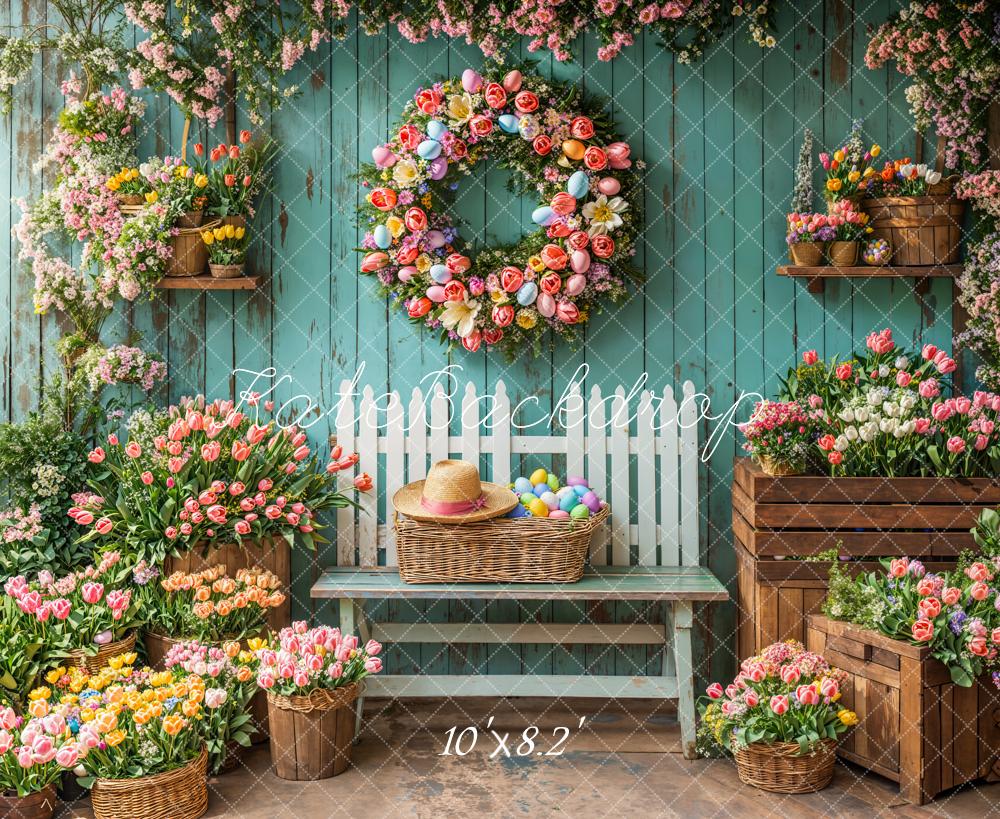 Kate Spring Floral Easter Wreath Backdrop Designed by Emetselch -UK