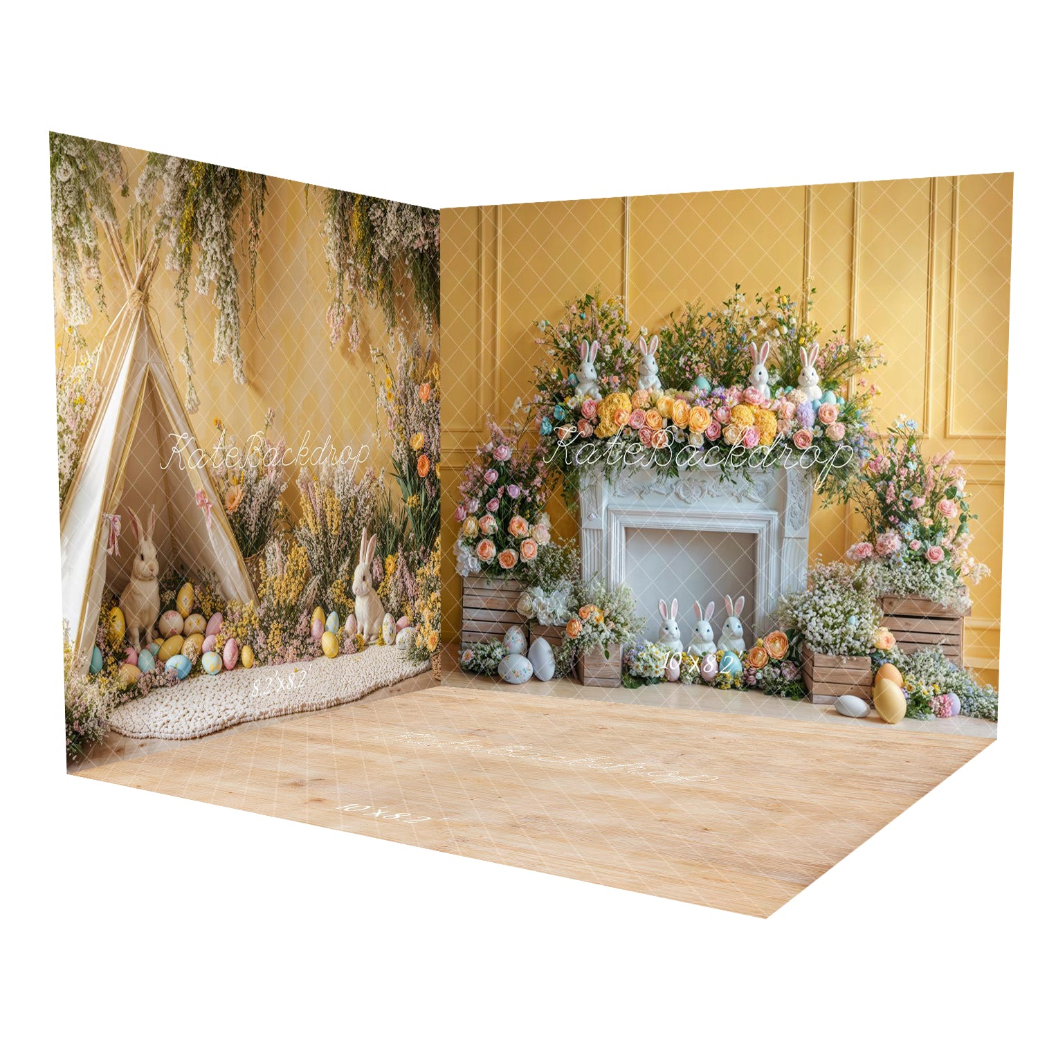 Kate Easter Bunny Tent Eggs Fireplace Yellow Room Set -UK