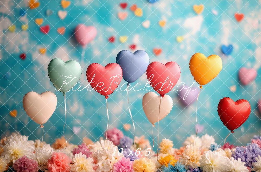 Kate Heart Balloons Floral Colorful Backdrop Designed by Patty Robert -UK
