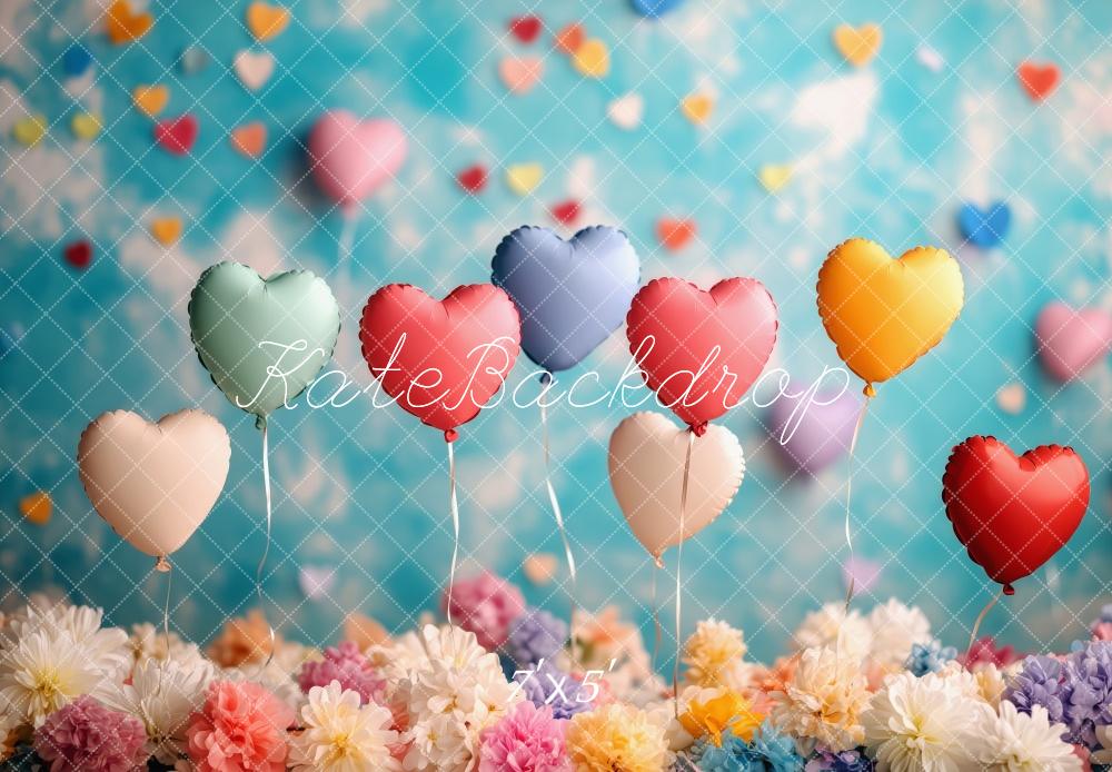 Kate Heart Balloons Floral Colorful Backdrop Designed by Patty Robert -UK