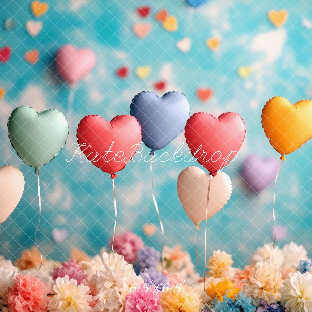 Kate Heart Balloons Floral Colorful Backdrop Designed by Patty Robert -UK