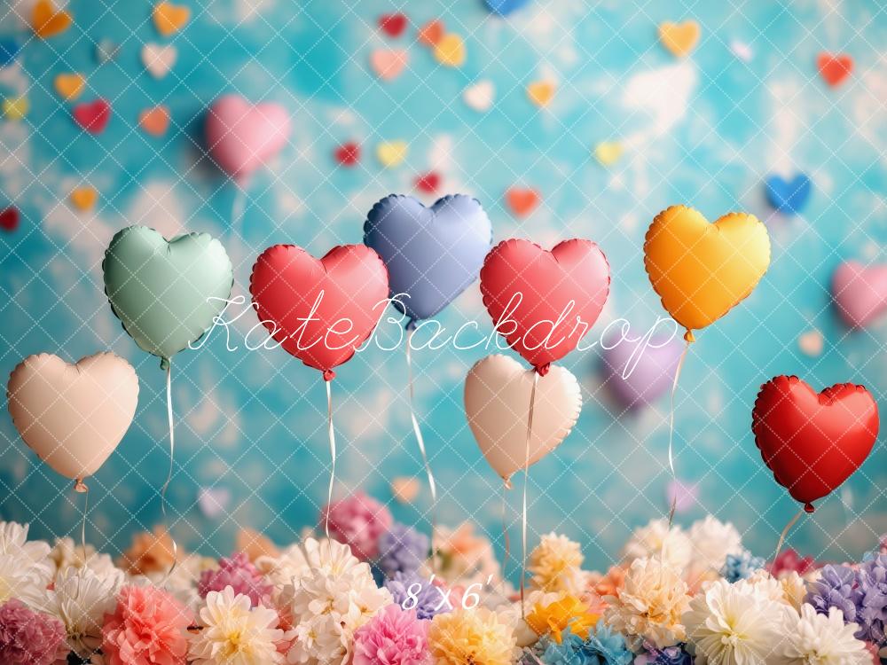 Kate Heart Balloons Floral Colorful Backdrop Designed by Patty Robert -UK