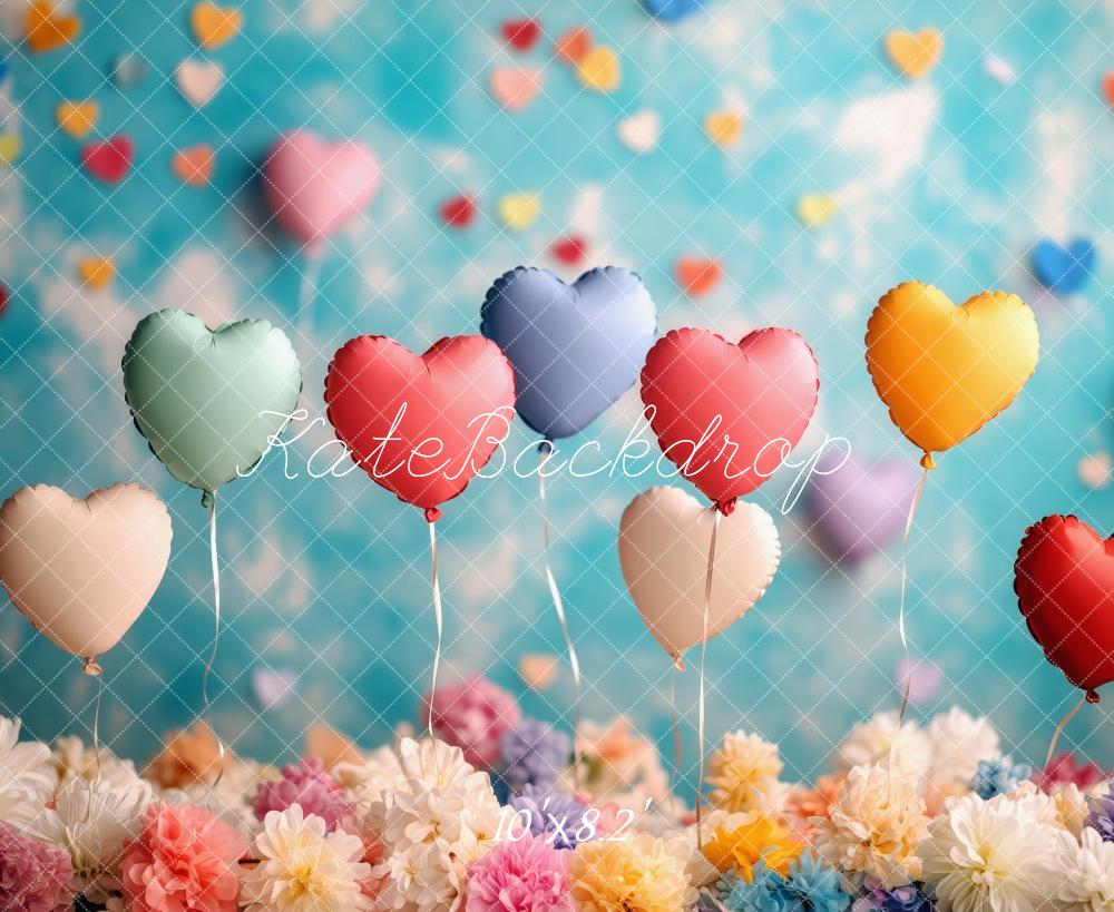 Kate Heart Balloons Floral Colorful Backdrop Designed by Patty Robert -UK
