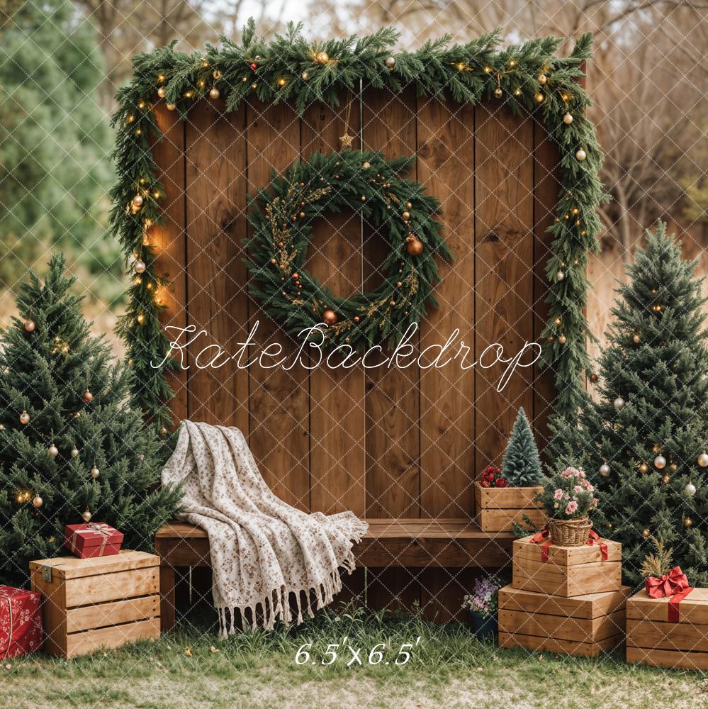 On Sale Kate Christmas Forest Rustic Wooden Barn Backdrop Designed by Emetselch -UK