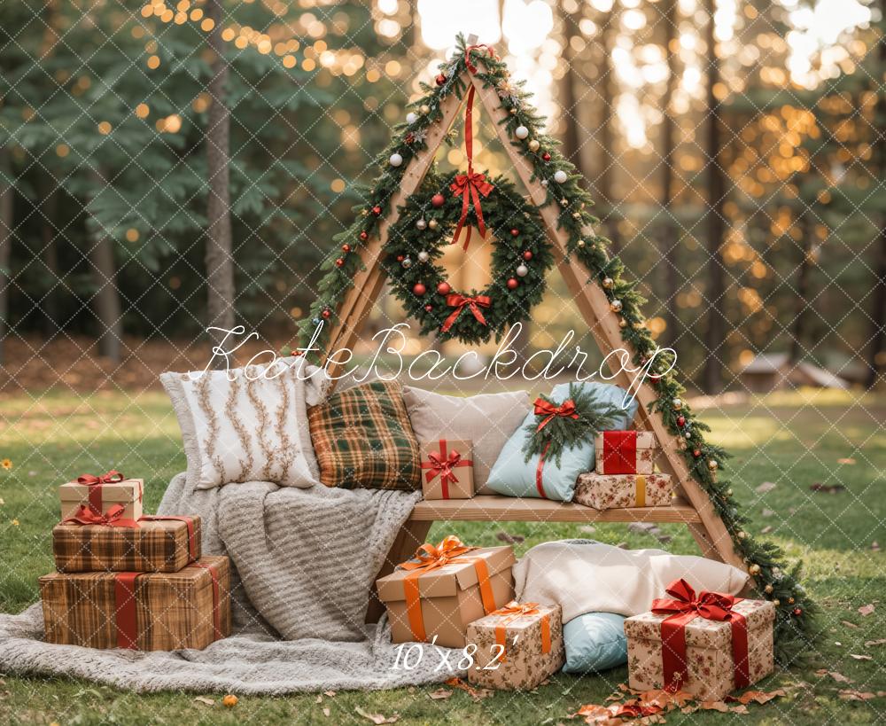 Kate Christmas Gifts Pillow Outdoor Backdrop Designed by Emetselch -UK