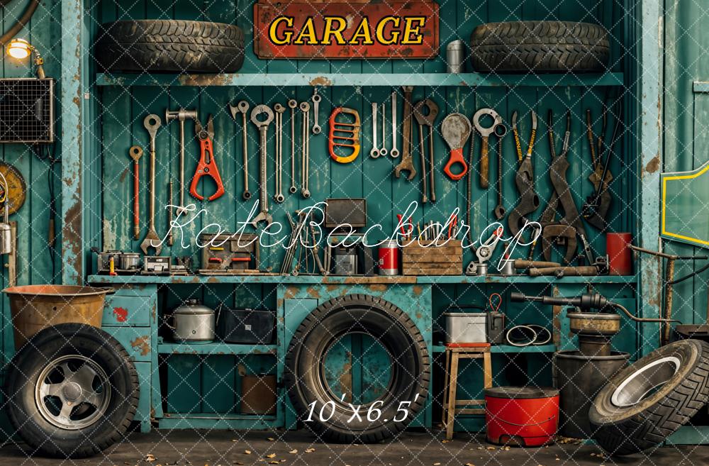Lightning Deals Kate Industrial Vintage Garage Tools Tire Backdrop Designed by Emetselch -UK