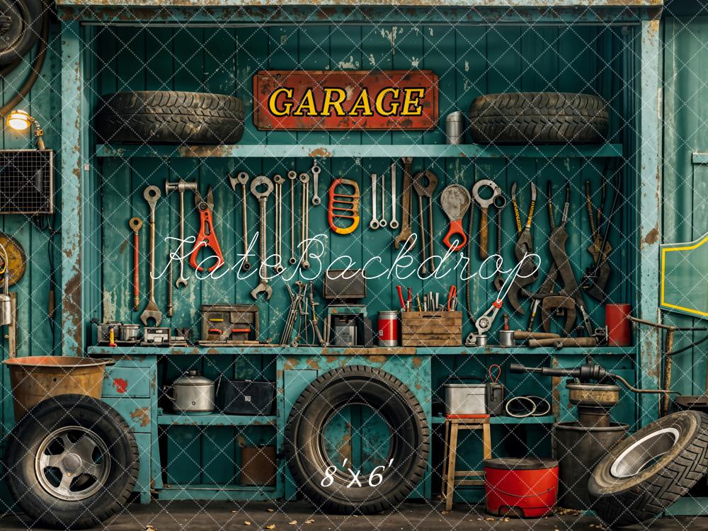 Lightning Deals Kate Industrial Vintage Garage Tools Tire Backdrop Designed by Emetselch -UK