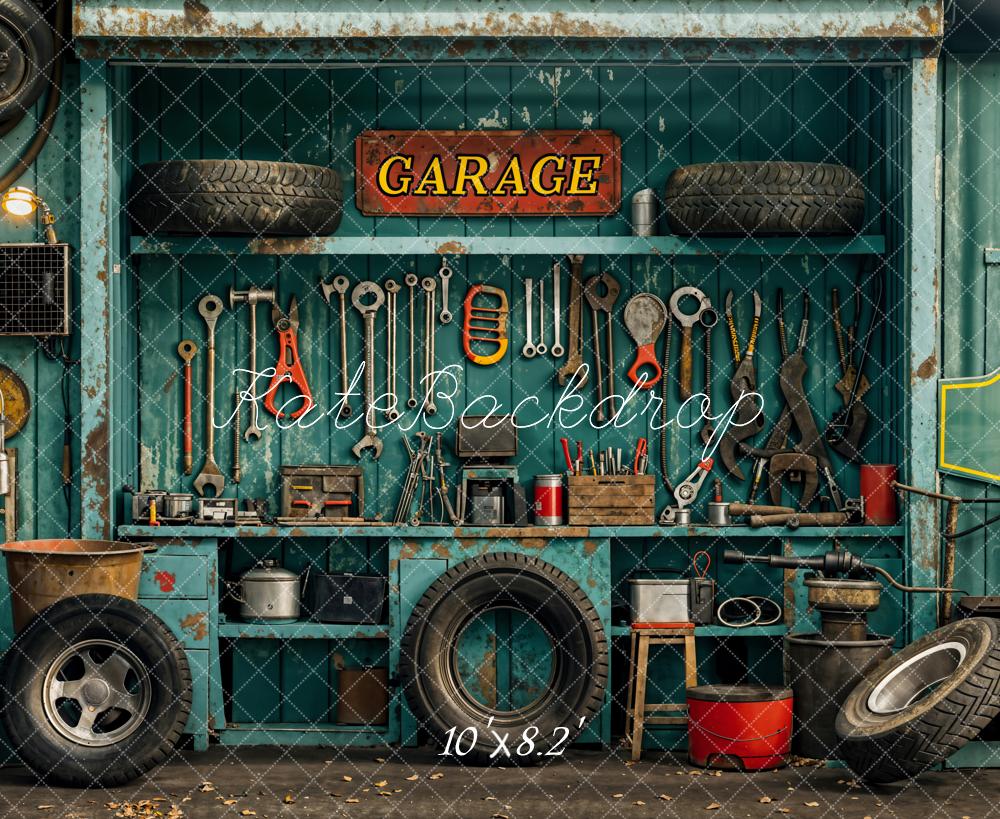 Lightning Deals Kate Industrial Vintage Garage Tools Tire Backdrop Designed by Emetselch -UK