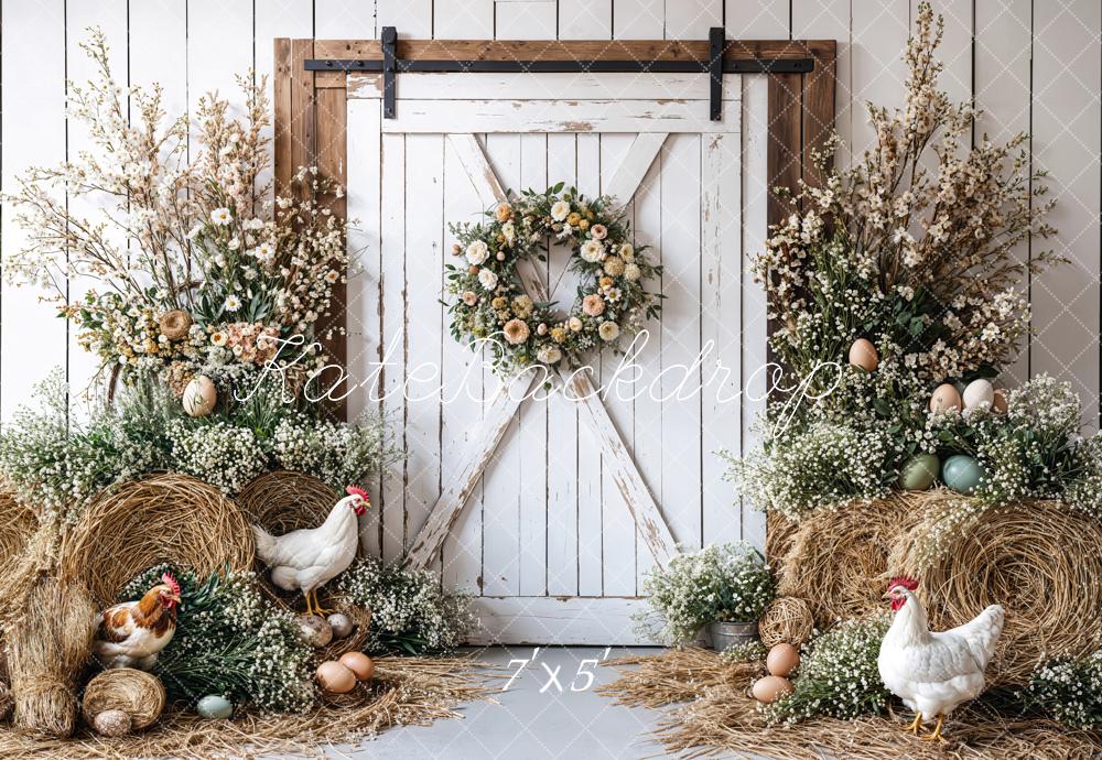 Kate Easter Farmhouse Spring Floral Backdrop Designed by Emetselch -UK