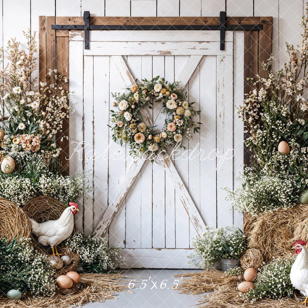 Kate Easter Farmhouse Spring Floral Backdrop Designed by Emetselch -UK