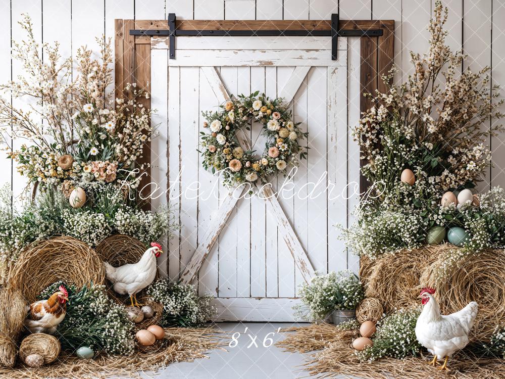Kate Easter Farmhouse Spring Floral Backdrop Designed by Emetselch -UK