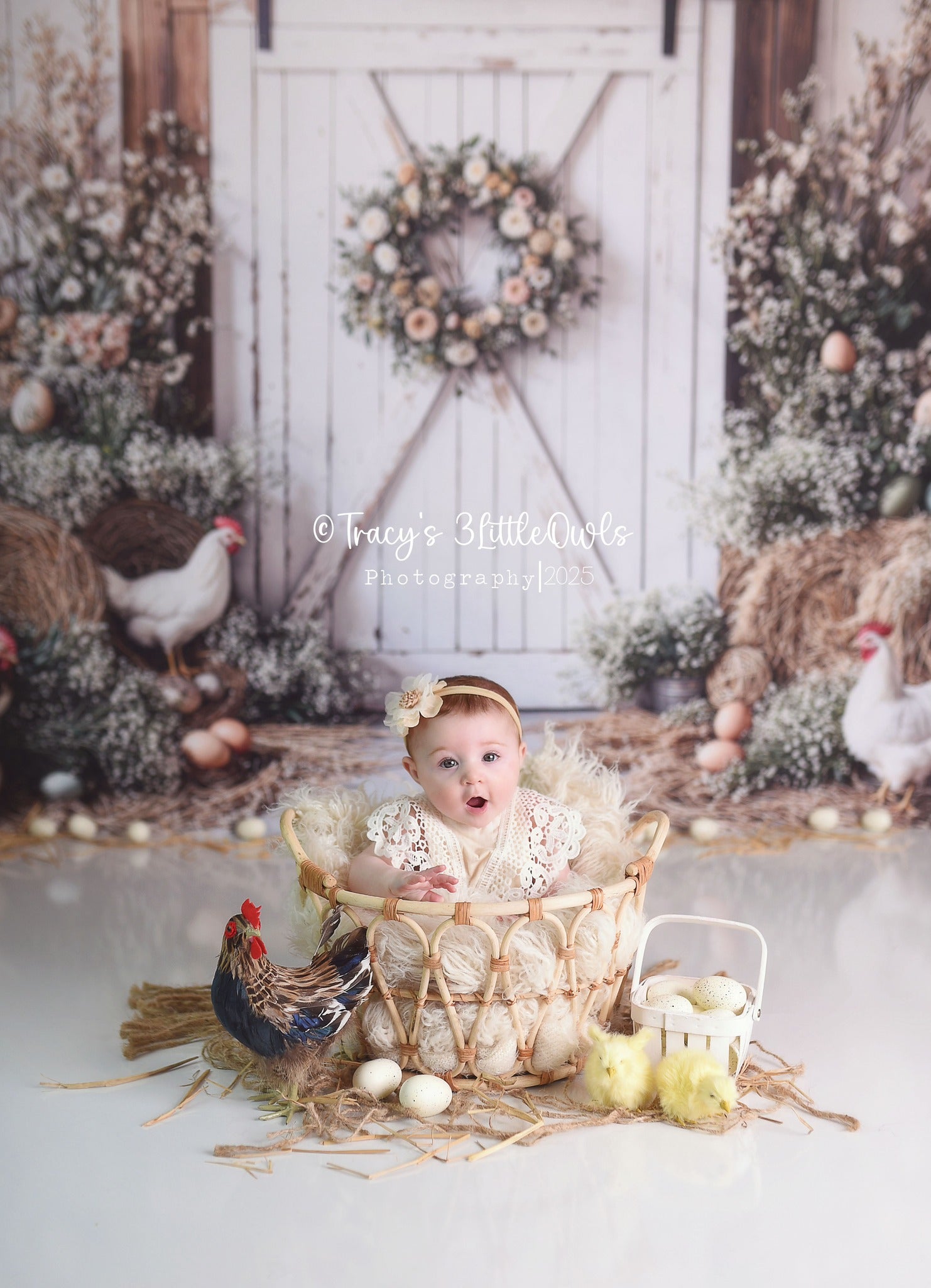 Kate Easter Farmhouse Spring Floral Backdrop Designed by Emetselch -UK
