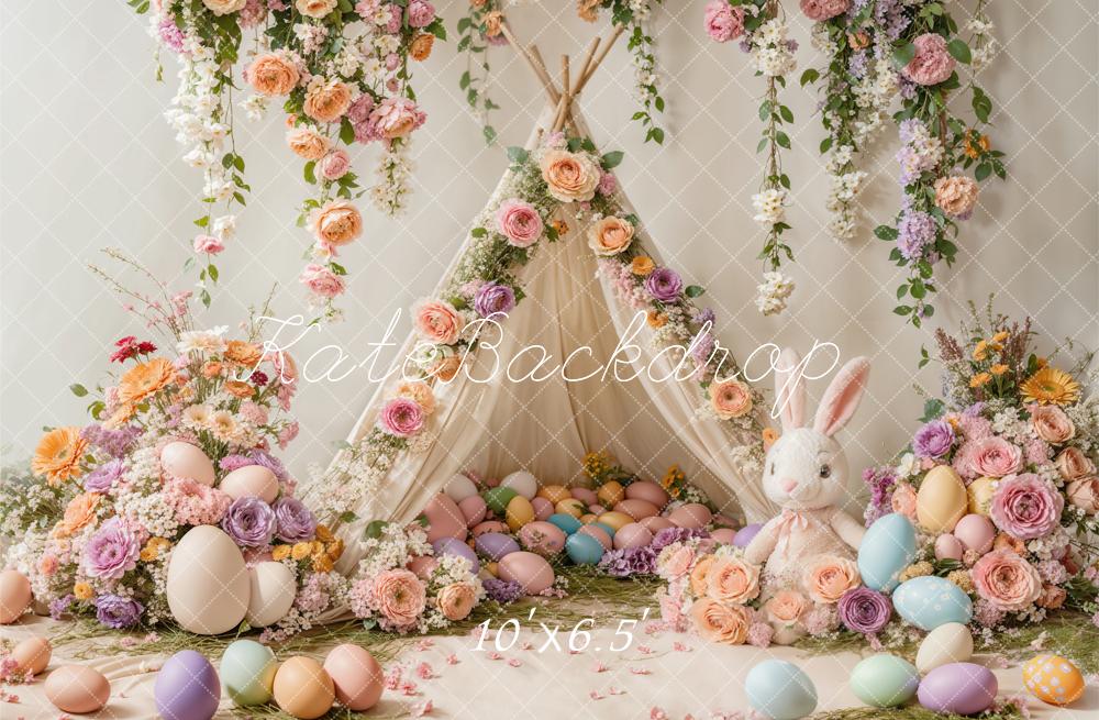 Kate Easter Bunny Floral Tent Colorful Backdrop Designed by Emetselch -UK