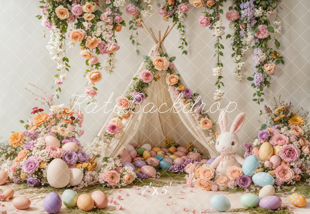 Kate Easter Bunny Floral Tent Colorful Backdrop Designed by Emetselch -UK