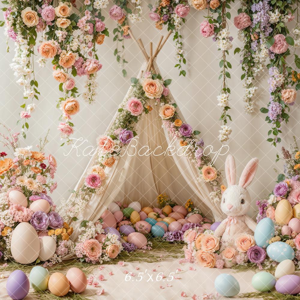 Kate Easter Bunny Floral Tent Colorful Backdrop Designed by Emetselch -UK