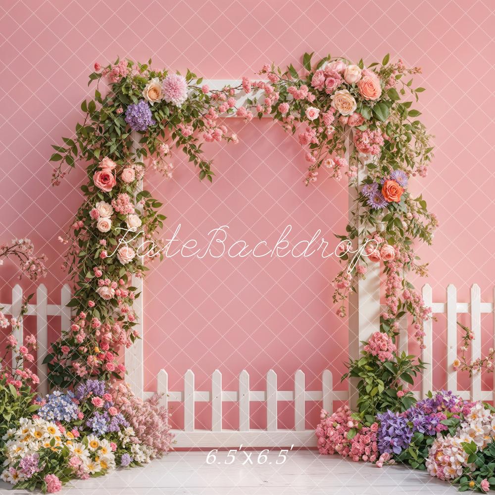 Lightning Deals Kate Spring Flower Arch Fence Pink Backdrop Designed by Emetselch -UK