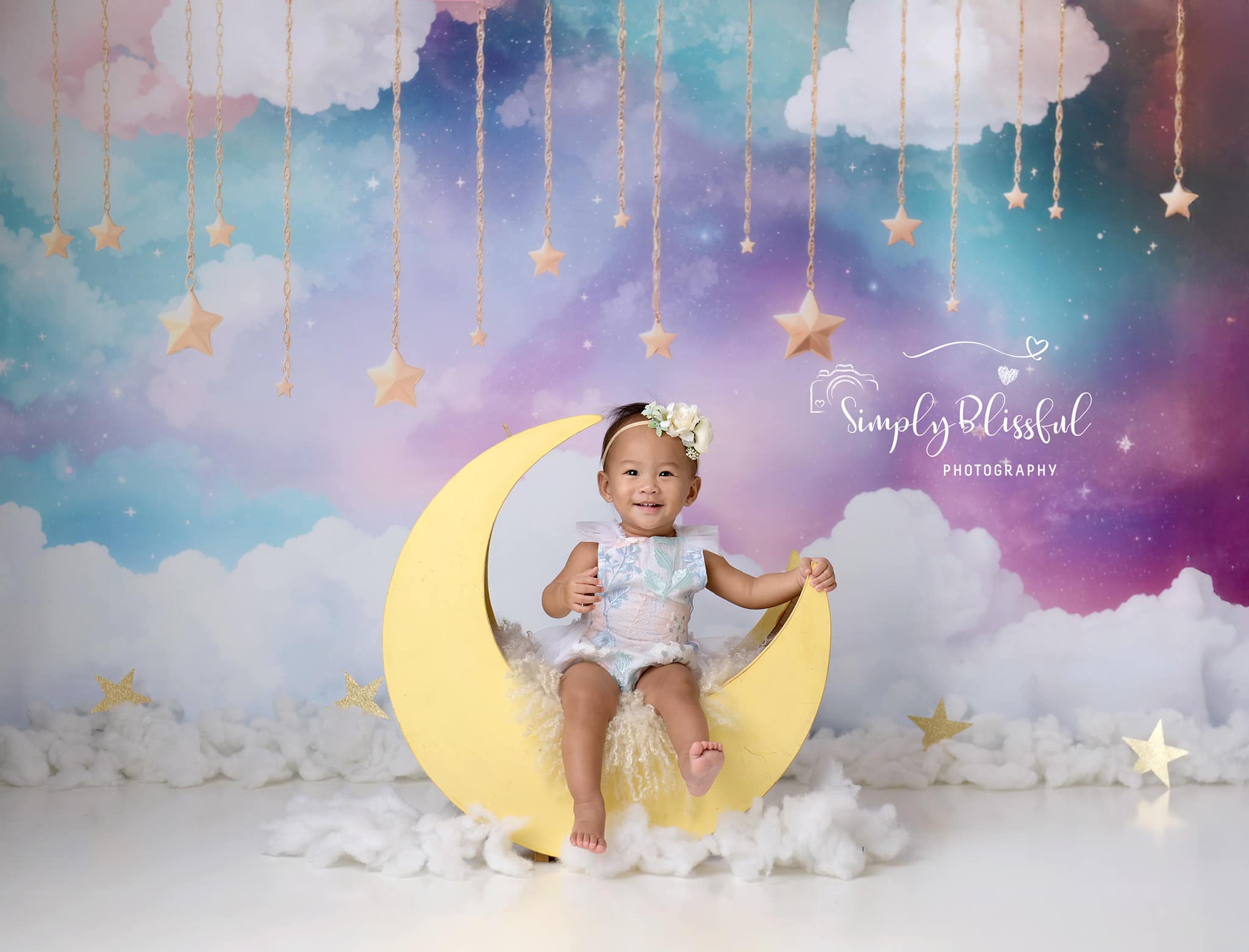 Kate Cake Smash Dreamy Clouds Starry Sky Backdrop Designed by Emetselch -UK