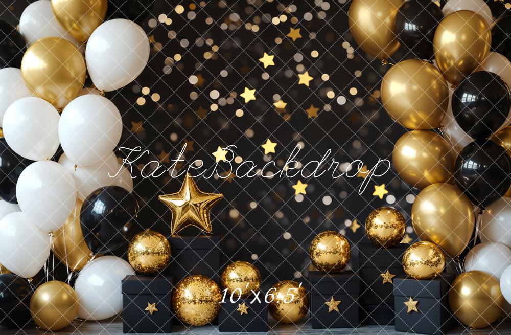Lightning Deals Kate Cake Smash Gold&Black Balloon Backdrop Designed by Emetselch -UK