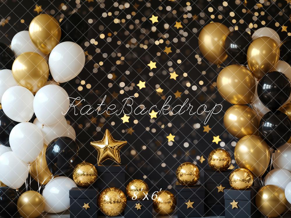 Lightning Deals Kate Cake Smash Gold&Black Balloon Backdrop Designed by Emetselch -UK