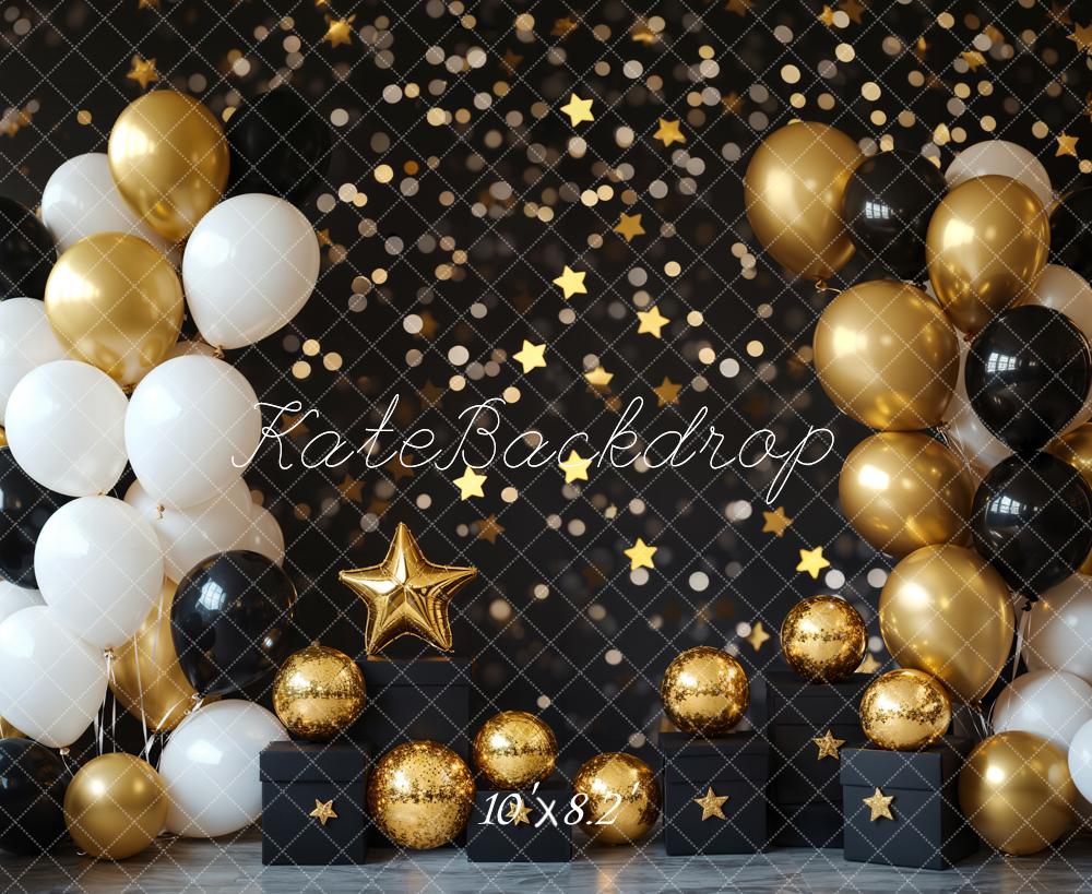 Lightning Deals Kate Cake Smash Gold&Black Balloon Backdrop Designed by Emetselch -UK