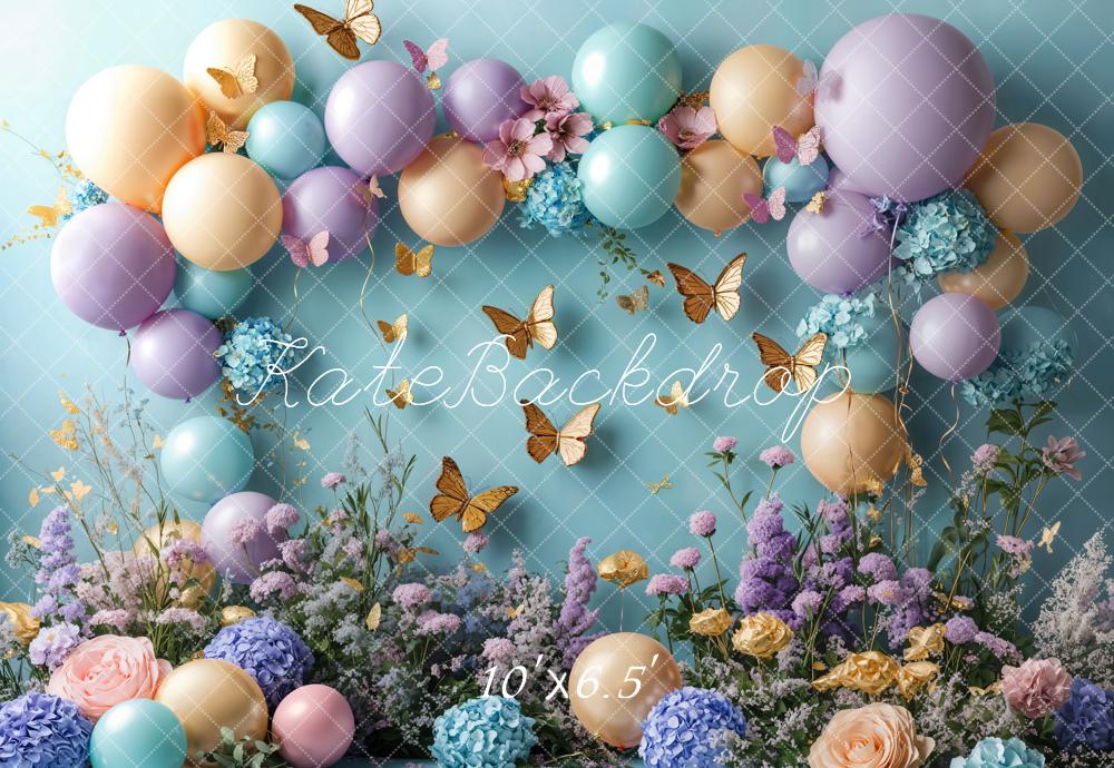 On Sale Kate Cake Smash Floral Balloon Butterfly Backdrop Designed by Emetselch -UK
